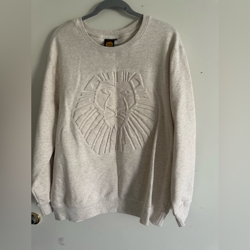 The Lion King Embossed Graphic Sweatshirt Oatmeal Heather Crewneck unisex sz XL